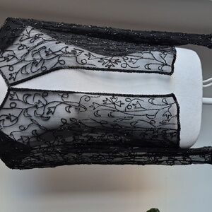 JMD New York Vintage Black Silk Sheer Beaded Jacket Size Medium